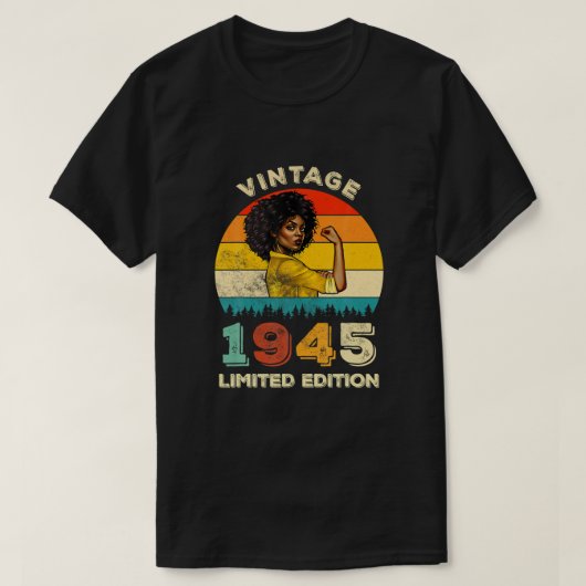 Retro 1945 77th Birthday Strong African American B T-shirt (Design voorkant)