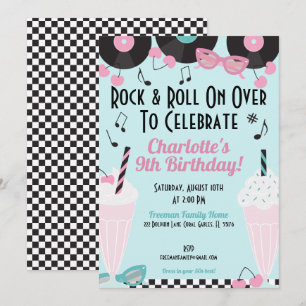 Retro 1950 Diner Milkshake Invitation d'anniversai