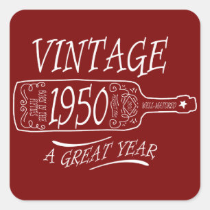 Retro 1950 Een Geweldig Jaar Vierkante Sticker