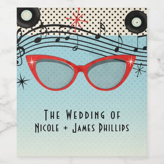 Retro 1950-etiketten van de Fifties Party Wijn Etiket (Enkel label)