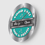 Rétro 1950 Mur de dîner horloge - Aqua (Angle)