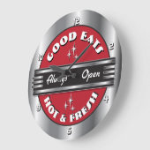 Rétro 1950 Mur de dîner horloge - Rouge (Angle)