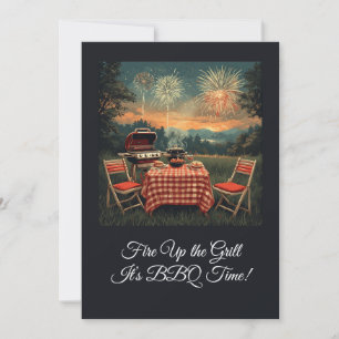 Retro 1950s achtertuin BBQ scène – Nostalgische 4e Kaart