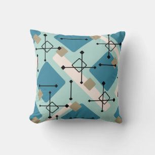 Retro 1950s Art Diamonds Blue Green Kussen