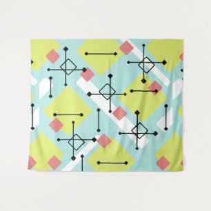 Retro 1950s Art Diamonds Mint Green Yellow Wandkleed
