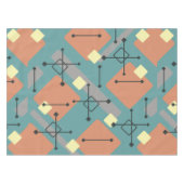 Retro 1950s Art Diamonds Teal Orange Tafelkleed (Voorkant (Horizontaal))