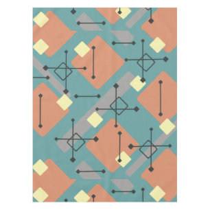 Retro 1950s Art Diamonds Teal Orange Tafelkleed