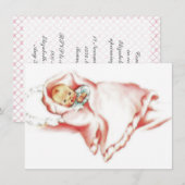 Retro 1950s Baby Girl Shower Kaart (Voorkant / Achterkant)