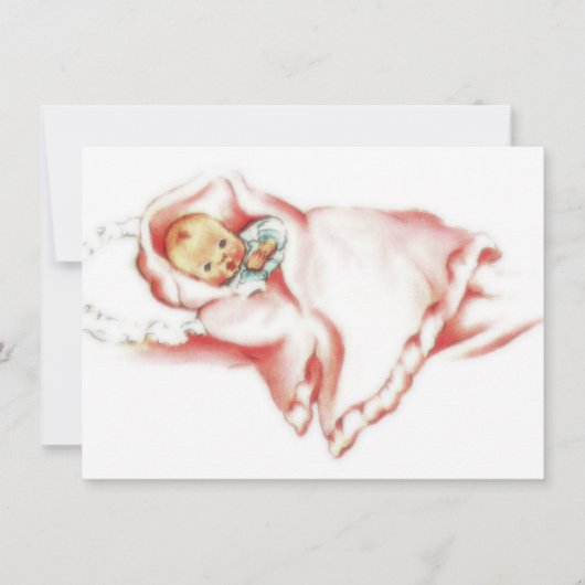 Retro 1950s Baby Girl Shower Kaart (Voorkant)