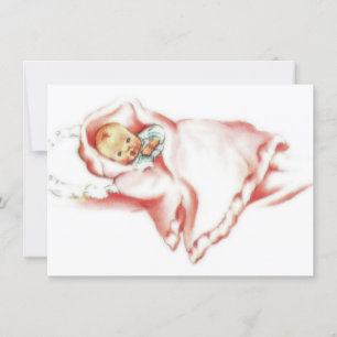 Retro 1950s Baby Girl Shower Kaart