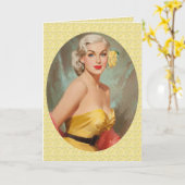 Retro 1950s Birthday Kaart (Gele Bloem)