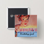 Retro 1950s Birthday Vierkante Button 5,1 Cm (Voorkant /achterkant)