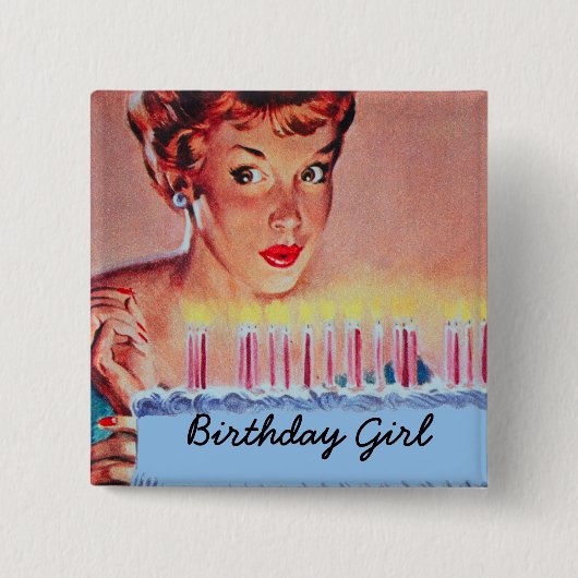 Retro 1950s Birthday Vierkante Button 5,1 Cm (Voorkant)