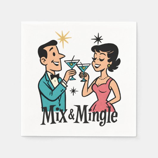 Retro 1950's Cocktail servetten - MCM Cocktail Par (Voorkant)