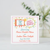Retro 1950's die de datumkaarten opslaan save the date (Staand voorkant)