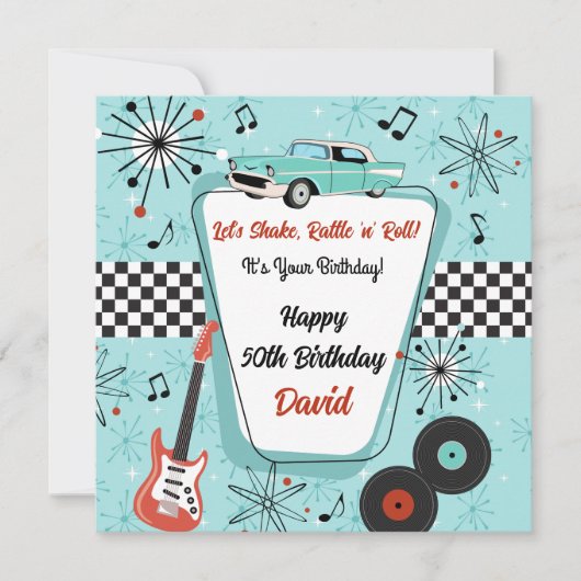 Retro 1950's Diner Birthday Kaart (Voorkant)