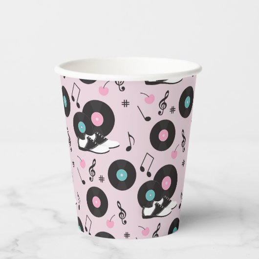 Retro 1950s Diner Verjaardag Papieren Cups – Sock Papieren Bekers (Voorkant)