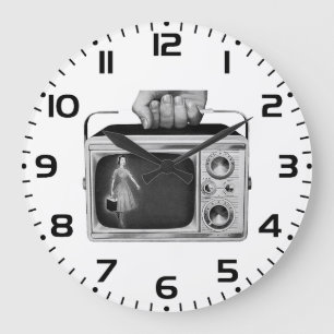 Retro 1950s Draagbare TV Midden-Eeuw Grote Klok