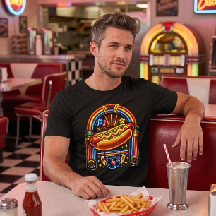 Retro 1950s Eetcafé - Neon Jukebox Hotdog Tri-Blend Shirt