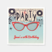 Retro  1950's Fifties Verjaardagsfeestje Custom Servet (Voorkant)