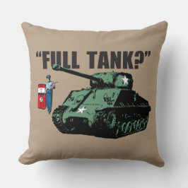 Retro 1950s gasstation bediende: "Volledige tank?" Kussen