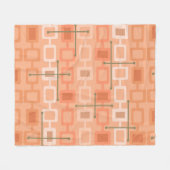 Retro 1950s Geometric Pattern Oranje Fleece Deken (Voorkant (Horizontaal))