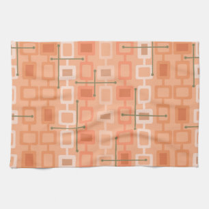 Retro 1950s Geometric Pattern Oranje Theedoek