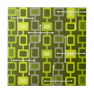 Retro 1950s Geometrisch Patroonpatroon Chartreuse Tegeltje