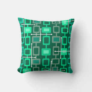 Retro 1950s Geometrische Patroonturquoise Kussen