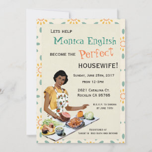 Retro 1950's Houseechtgenote Bridal Shower Invitat Kaart