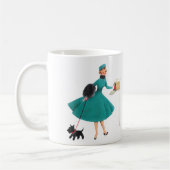 Retro 1950s kerstmeisje & hond koffiemok (Links)