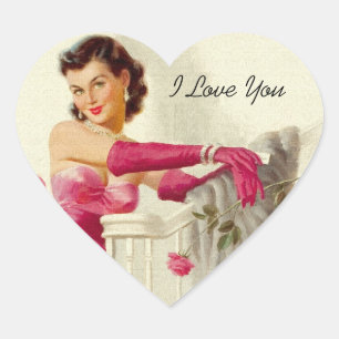 Retro 1950s Love Hart Sticker