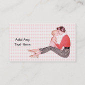 Retro 1950s Mam en Baby Visitekaartje (Achterkant)