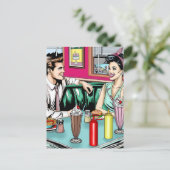 Retro 1950's Paar bij Diner Blank Briefkaart (Staand voorkant)