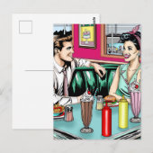 Retro 1950's Paar bij Diner Blank Briefkaart (Voorkant / Achterkant)