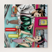 Retro 1950's Paar bij Diner Legpuzzel (Horizontaal)