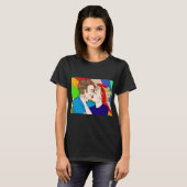Retro 1950's Pop Art Style Couple Kening T-shirt (Voorkant volledig)