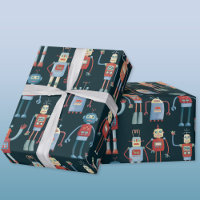 Retro 1950s  Robots Wrapping Paper