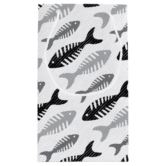 Retro 1950s Seafood Restaurant Fishbone Pattern Klein Cadeauzakje (Achterkant)