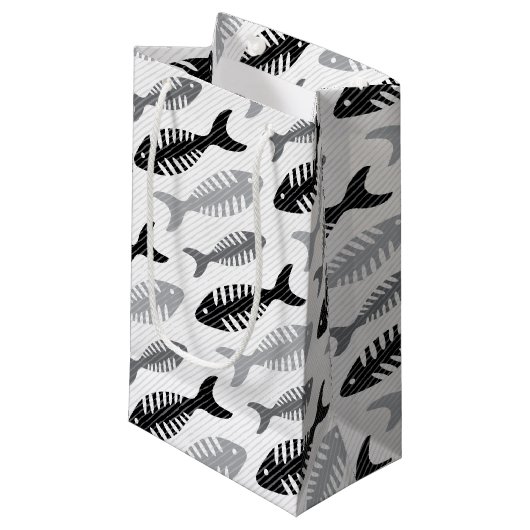 Retro 1950s Seafood Restaurant Fishbone Pattern Klein Cadeauzakje (Voorkant Gekanteld)