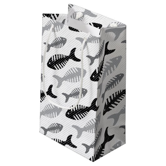 Retro 1950s Seafood Restaurant Fishbone Pattern Klein Cadeauzakje (Achterkant Gekanteld)