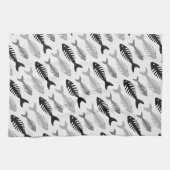 Retro 1950s Seafood Restaurant Fishbone Pattern Theedoek (Horizontaal)