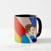 Retro 1950's Style Pop Art Couple Kissing Love Mok (Voorkant rechts)