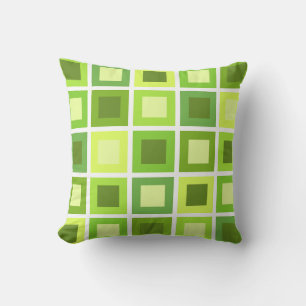 Retro 1950s Tegels Patroon Chartreuse Groen Kussen