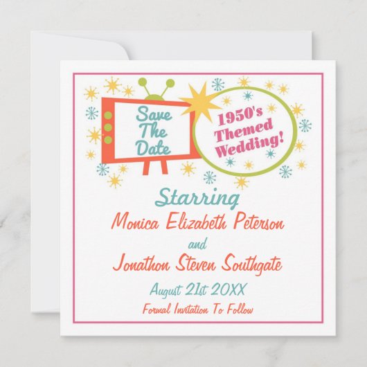 Retro 1950's Theme Enregistrer les cartes de dates (Devant)