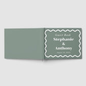 Retro 1950s Wavy Edge Dark Red Wedding Gastenboek (Volledig)