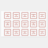 Retro 1950s Wavy Edge Dark Red Wedding Labels (Vel)