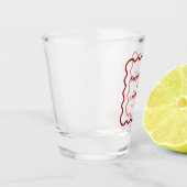 Retro 1950s Wavy Edge Dark Red Wedding Shot Glas (Links)