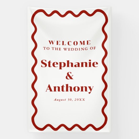 Retro 1950s Wavy Edge Dark Red Wedding Spandoek (Verticaal)