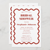 Retro 1950s Wavy Edge Donkerrood Vrijgezellenfeest Kaart (Voorkant / Achterkant)